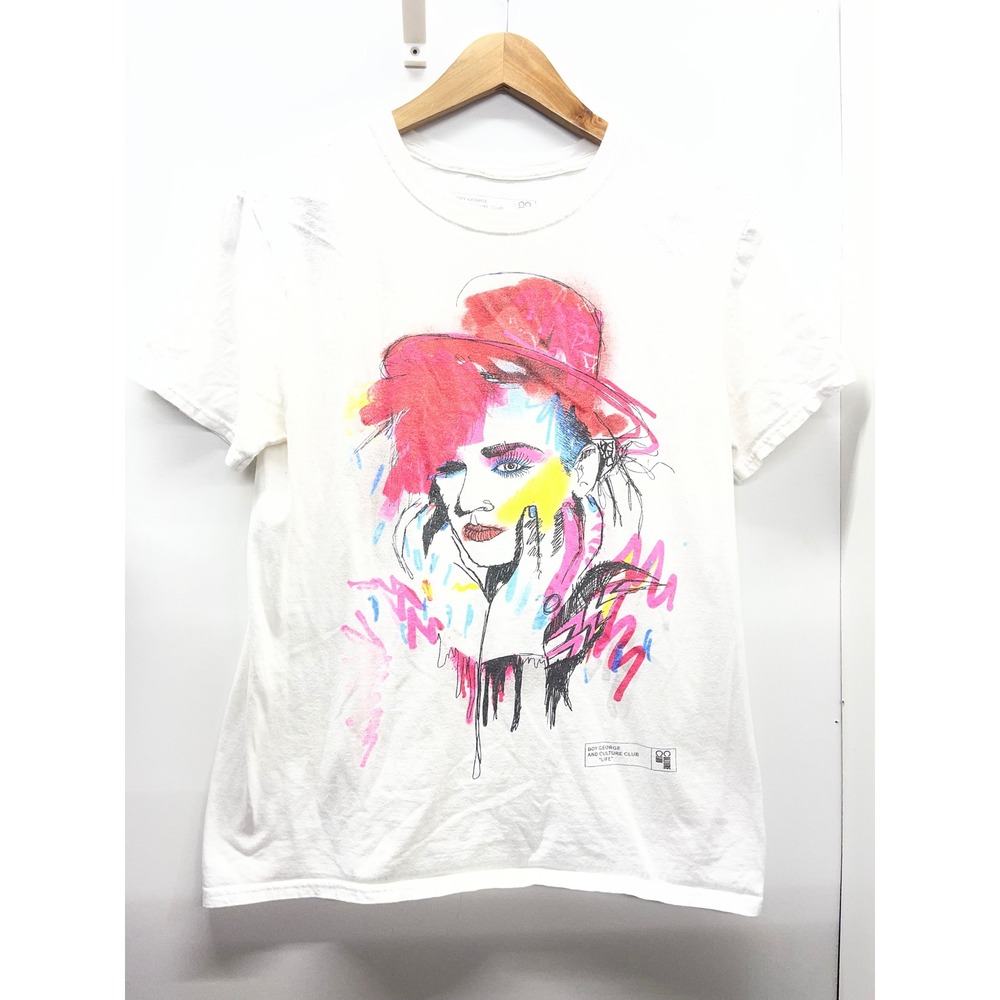 Boy George and Culture Club Life Graphic T-Shirt White Mens Large 80s Pop Art